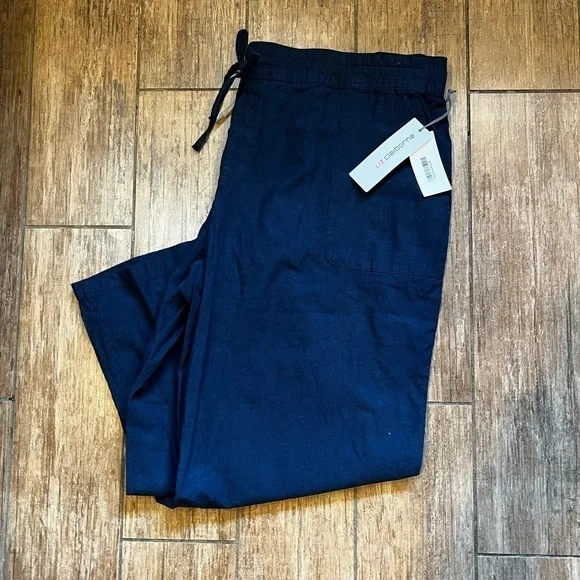 NWT-LIZ Claiborne Drawstring Cropped Wide Pants - Picture 3 of 7